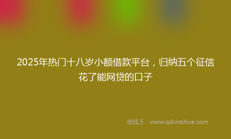 2025年热门十八岁小额借款平台，归纳五个征信花了能网贷的口子