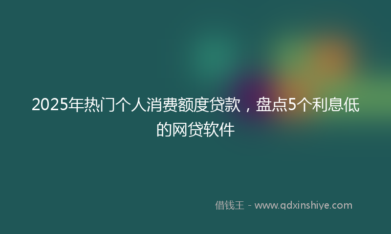 2025年热门个人消费额度贷款，盘点5个利息低的网贷软件