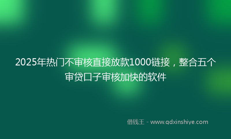 2025年热门不审核直接放款1000链接，整合五个审贷口子审核加快的软件