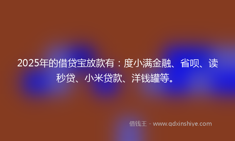 2025年的借贷宝放款有：度小满金融、省呗、读秒贷、小米贷款、洋钱罐等。
