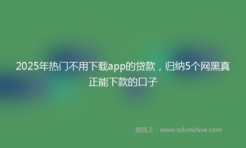2025年热门不用下载app的贷款，归纳5个网黑真正能下款的口子