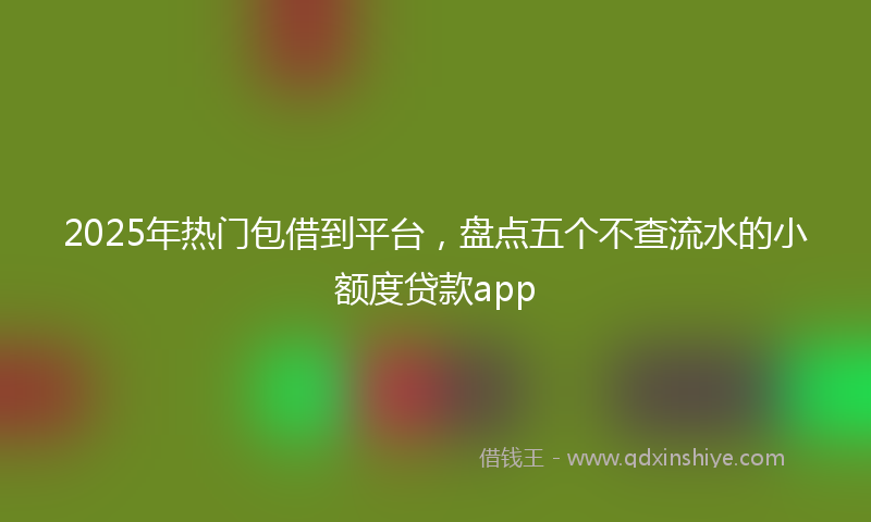 2025年热门包借到平台，盘点五个不查流水的小额度贷款app