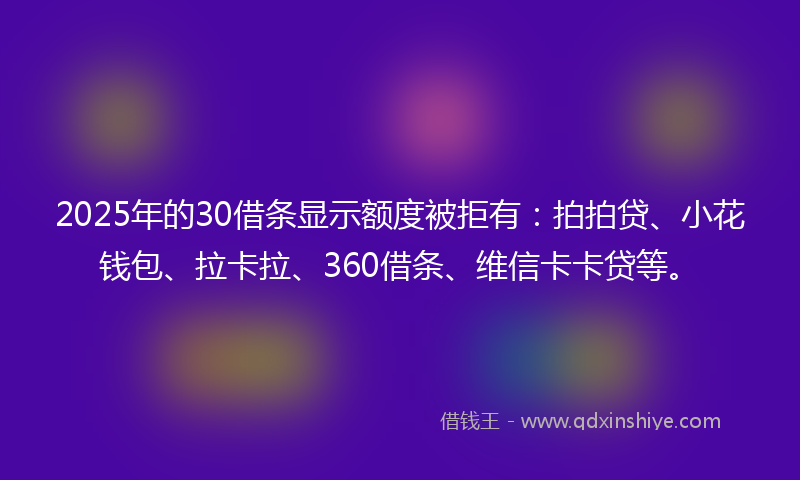 2025年的30借条显示额度被拒有：拍拍贷、小花钱包、拉卡拉、360借条、维信卡卡贷等。
