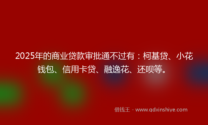 2025年的商业贷款审批通不过有：柯基贷、小花钱包、信用卡贷、融逸花、还呗等。