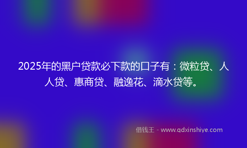 2025年的黑户贷款必下款的口子有：微粒贷、人人贷、惠商贷、融逸花、滴水贷等。