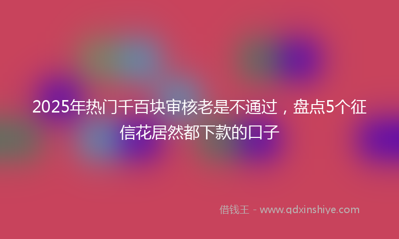 2025年热门千百块审核老是不通过，盘点5个征信花居然都下款的口子