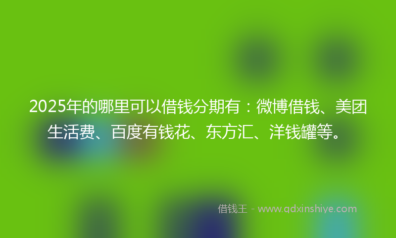 2025年的哪里可以借钱分期有：微博借钱、美团生活费、百度有钱花、东方汇、洋钱罐等。