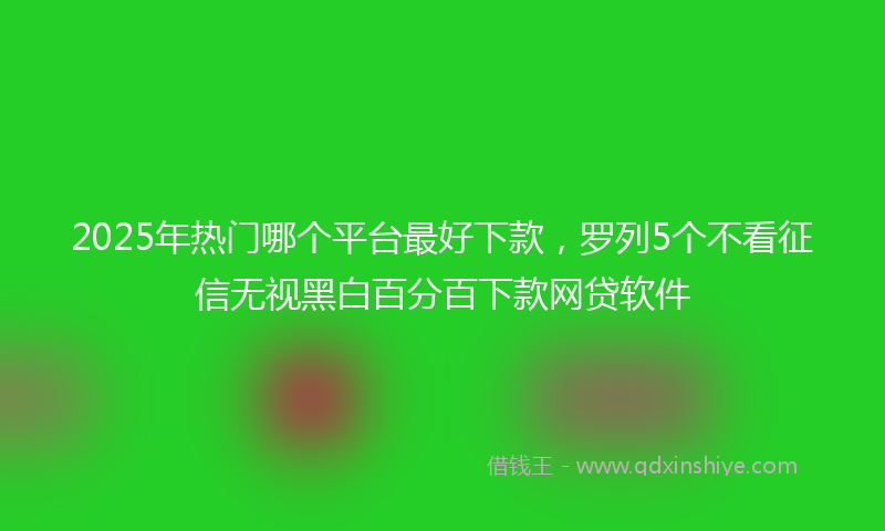 2025年热门哪个平台最好下款，罗列5个不看征信无视黑白百分百下款网贷软件