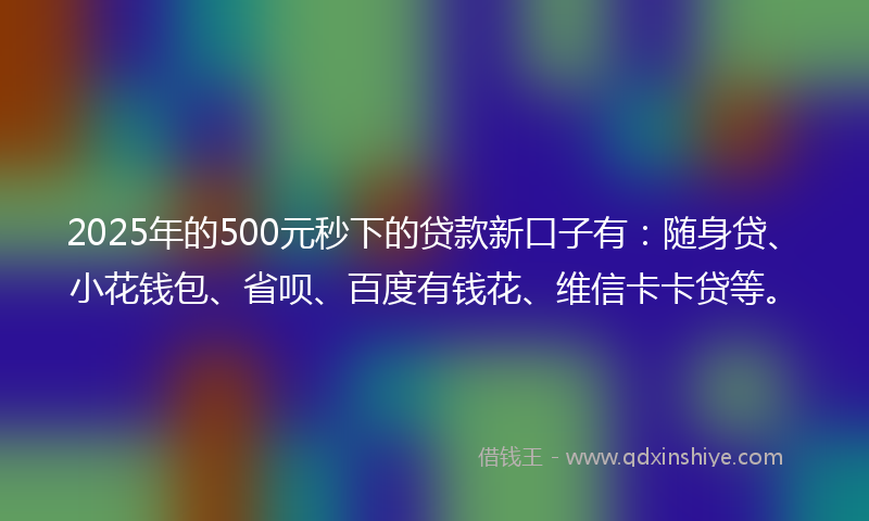 2025年的500元秒下的贷款新口子有：随身贷、小花钱包、省呗、百度有钱花、维信卡卡贷等。