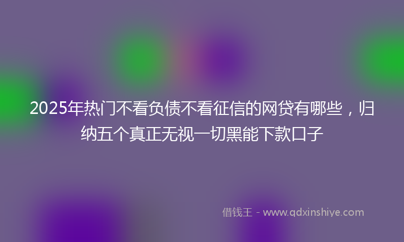 2025年热门不看负债不看征信的网贷有哪些，归纳五个真正无视一切黑能下款口子