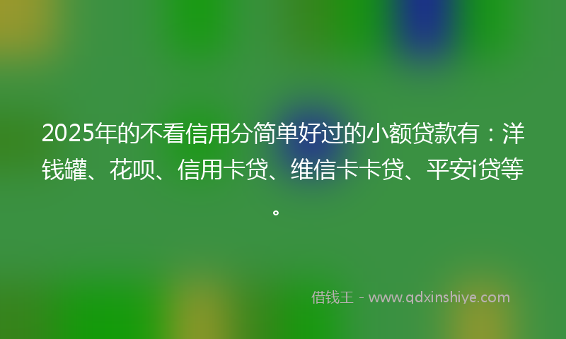 2025年的不看信用分简单好过的小额贷款有：洋钱罐、花呗、信用卡贷、维信卡卡贷、平安i贷等。