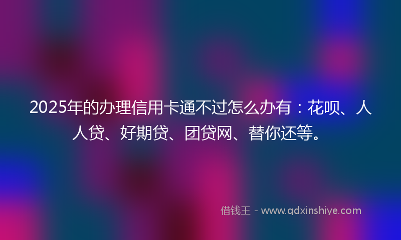 2025年的办理信用卡通不过怎么办有：花呗、人人贷、好期贷、团贷网、替你还等。