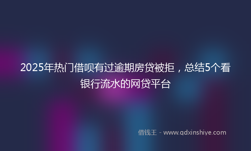 2025年热门借呗有过逾期房贷被拒，总结5个看银行流水的网贷平台