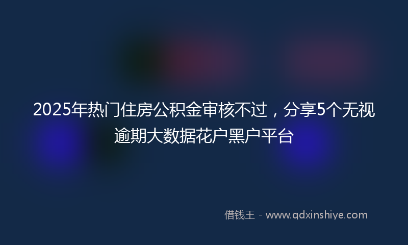 2025年热门住房公积金审核不过，分享5个无视逾期大数据花户黑户平台