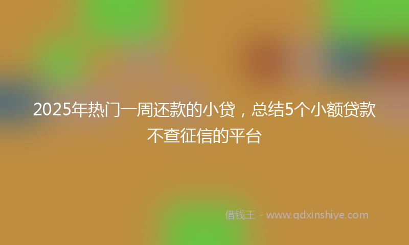 2025年热门一周还款的小贷，总结5个小额贷款不查征信的平台