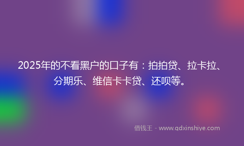 2025年的不看黑户的口子有：拍拍贷、拉卡拉、分期乐、维信卡卡贷、还呗等。