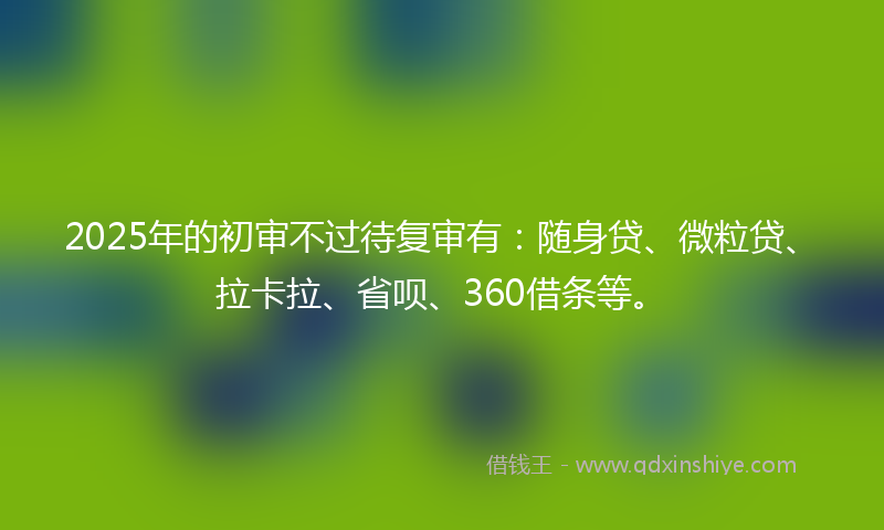 2025年的初审不过待复审有：随身贷、微粒贷、拉卡拉、省呗、360借条等。