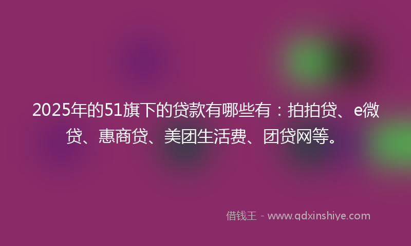 2025年的51旗下的贷款有哪些有：拍拍贷、e微贷、惠商贷、美团生活费、团贷网等。