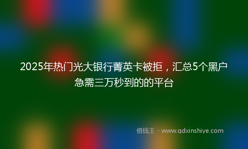 2025年热门光大银行菁英卡被拒，汇总5个黑户急需三万秒到的的平台