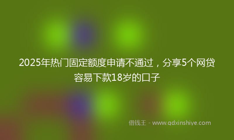2025年热门固定额度申请不通过，分享5个网贷容易下款18岁的口子