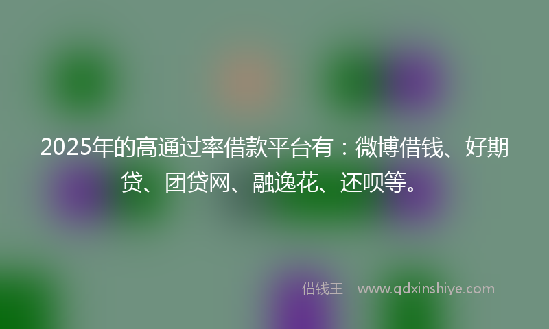 2025年的高通过率借款平台有：微博借钱、好期贷、团贷网、融逸花、还呗等。