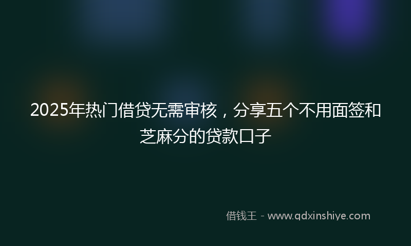 2025年热门借贷无需审核，分享五个不用面签和芝麻分的贷款口子