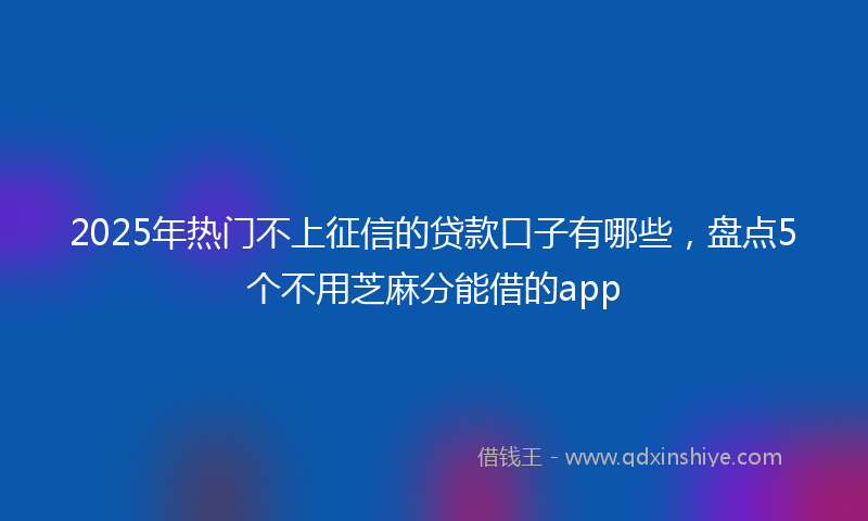 2025年热门不上征信的贷款口子有哪些，盘点5个不用芝麻分能借的app