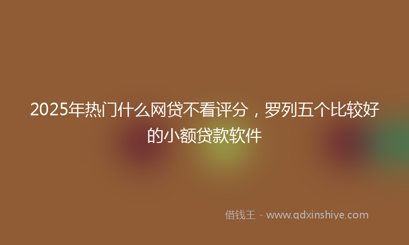 2025年热门什么网贷不看评分，罗列五个比较好的小额贷款软件