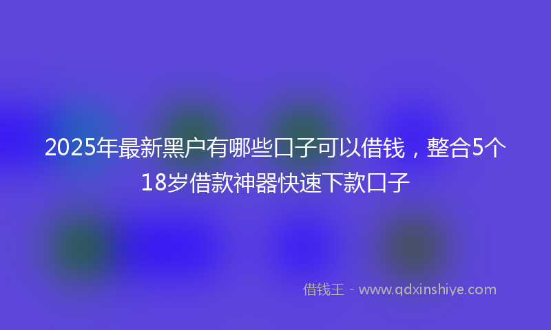 2025年最新黑户有哪些口子可以借钱，整合5个18岁借款神器快速下款口子