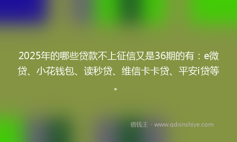2025年的哪些贷款不上征信又是36期的有：e微贷、小花钱包、读秒贷、维信卡卡贷、平安i贷等。