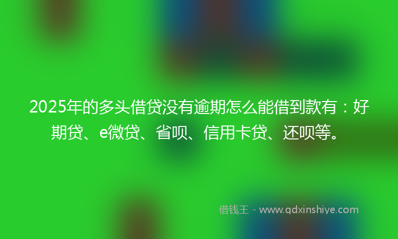 2025年的多头借贷没有逾期怎么能借到款有：好期贷、e微贷、省呗、信用卡贷、还呗等。