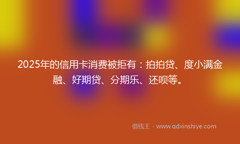 2025年的信用卡消费被拒有：拍拍贷、度小满金融、好期贷、分期乐、还呗等。