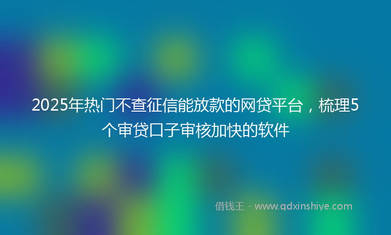 2025年热门不查征信能放款的网贷平台，梳理5个审贷口子审核加快的软件