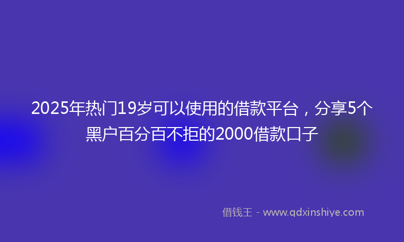 2025年热门19岁可以使用的借款平台，分享5个黑户百分百不拒的2000借款口子