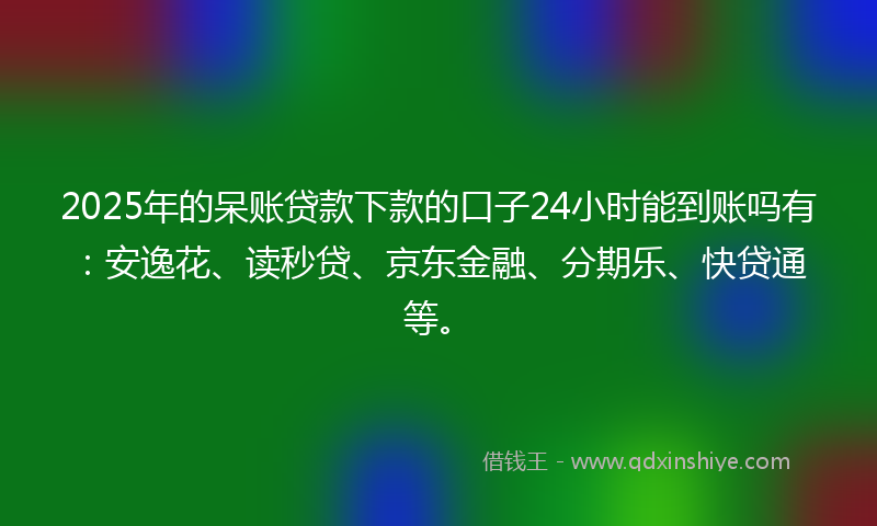 2025年的呆账贷款下款的口子24小时能到账吗有：安逸花、读秒贷、京东金融、分期乐、快贷通等。