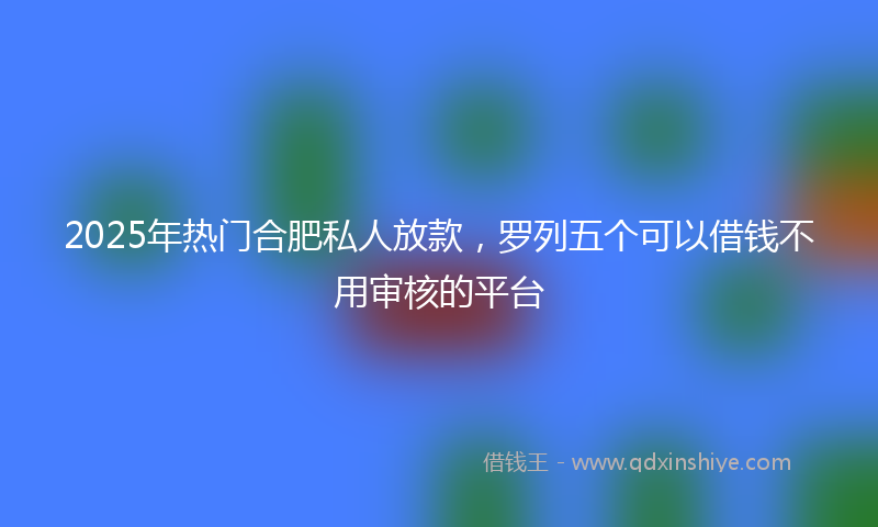 2025年热门合肥私人放款，罗列五个可以借钱不用审核的平台