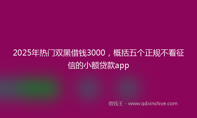 2025年热门双黑借钱3000，概括五个正规不看征信的小额贷款app