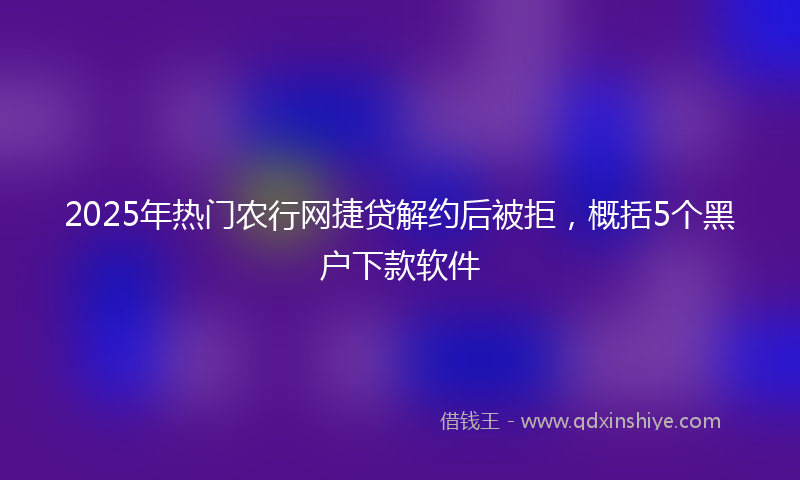 2025年热门农行网捷贷解约后被拒，概括5个黑户下款软件