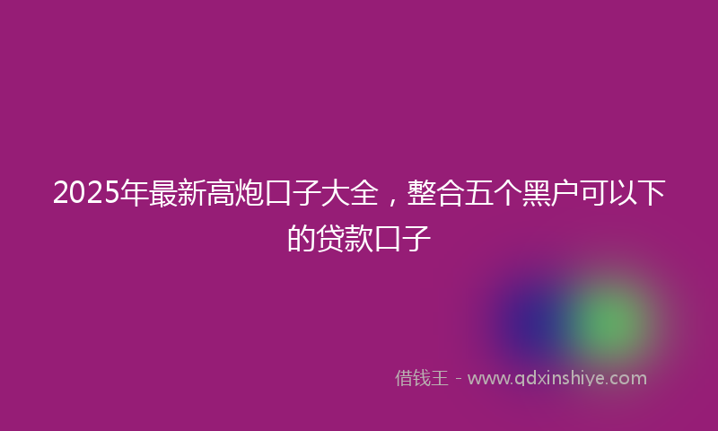2025年最新高炮口子大全，整合五个黑户可以下的贷款口子