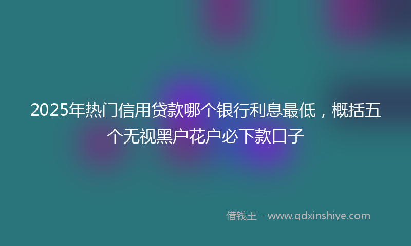 2025年热门信用贷款哪个银行利息最低，概括五个无视黑户花户必下款口子