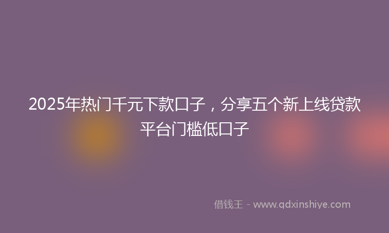2025年热门千元下款口子，分享五个新上线贷款平台门槛低口子