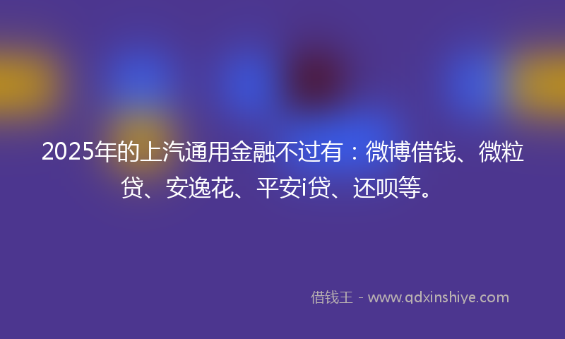 2025年的上汽通用金融不过有：微博借钱、微粒贷、安逸花、平安i贷、还呗等。