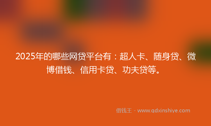 2025年的哪些网贷平台有：超人卡、随身贷、微博借钱、信用卡贷、功夫贷等。