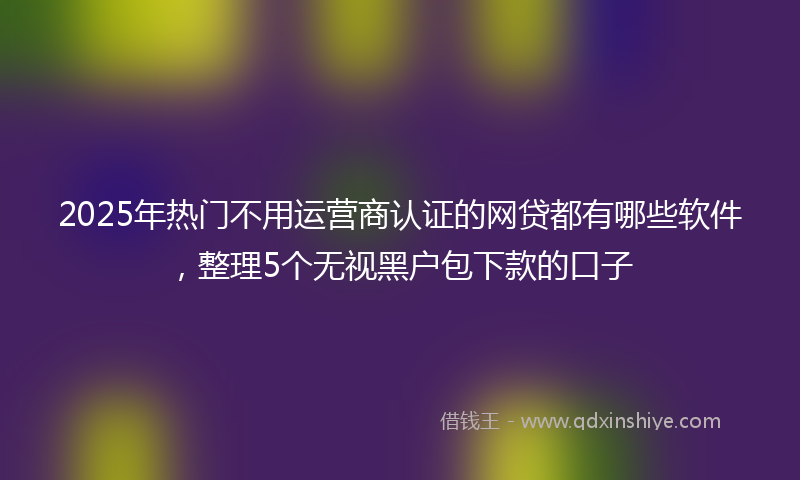 2025年热门不用运营商认证的网贷都有哪些软件，整理5个无视黑户包下款的口子