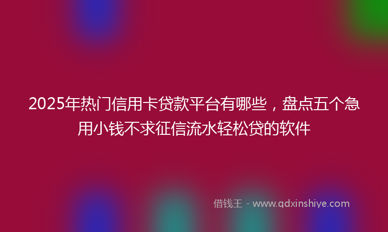 2025年热门信用卡贷款平台有哪些，盘点五个急用小钱不求征信流水轻松贷的软件