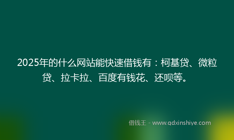 2025年的什么网站能快速借钱有：柯基贷、微粒贷、拉卡拉、百度有钱花、还呗等。
