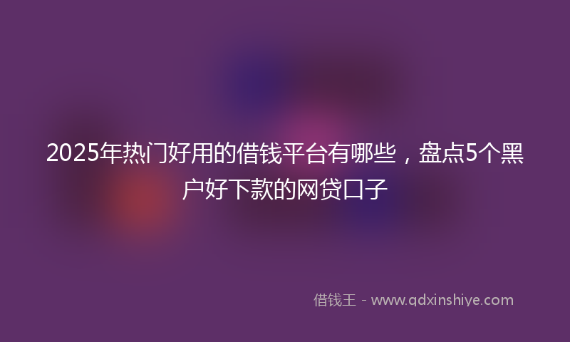 2025年热门好用的借钱平台有哪些，盘点5个黑户好下款的网贷口子