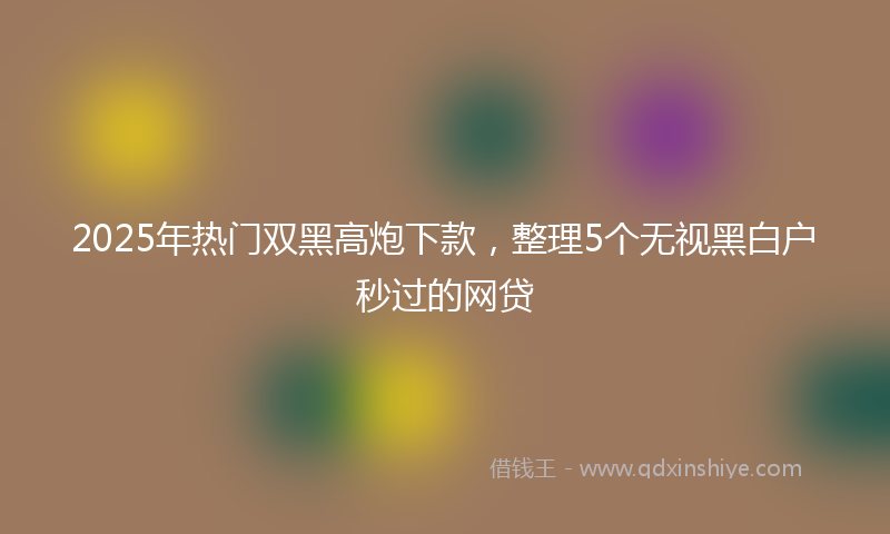 2025年热门双黑高炮下款，整理5个无视黑白户秒过的网贷