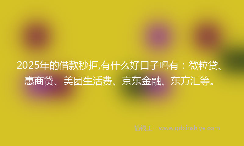 2025年的借款秒拒,有什么好口子吗有：微粒贷、惠商贷、美团生活费、京东金融、东方汇等。