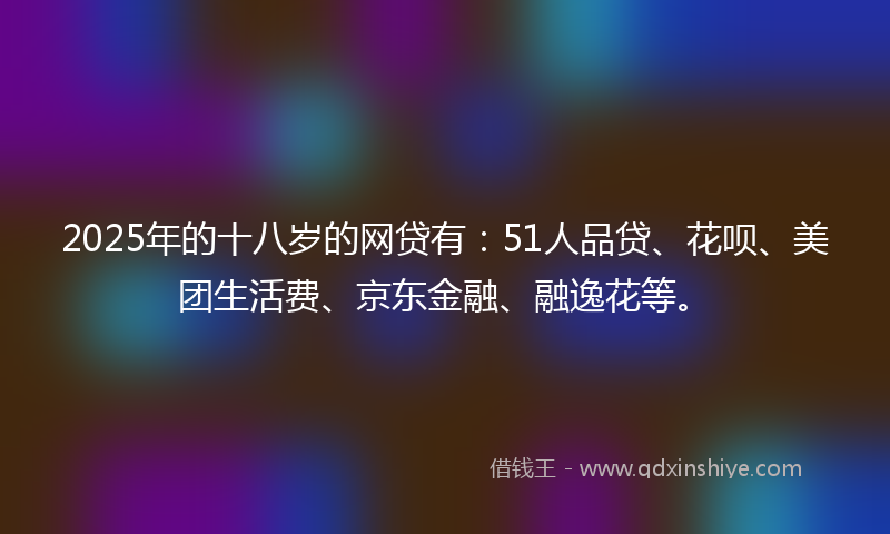 2025年的十八岁的网贷有：51人品贷、花呗、美团生活费、京东金融、融逸花等。